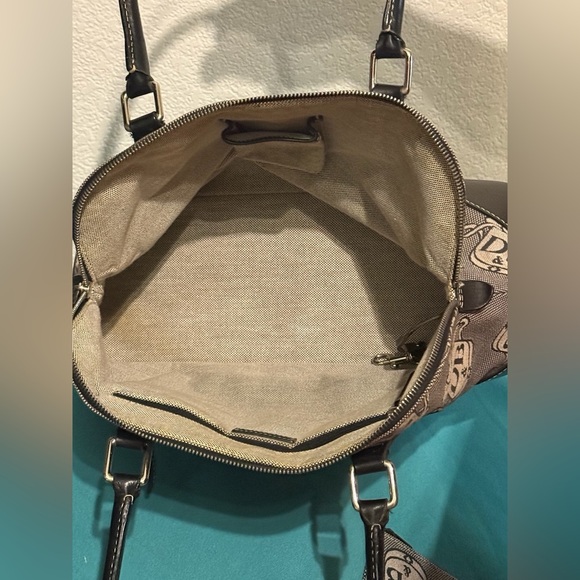 Dooney & Bourke Black and Gray Monogram Satchel - Picture 7 of 11